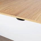 Modern White and Natural Wood Storage Bed with Drawers