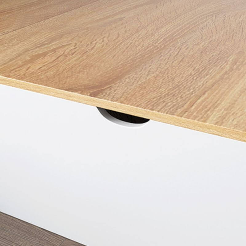 Modern White and Natural Wood Storage Bed with Drawers