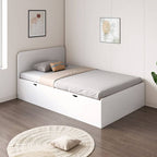 Modern White and Silver Gray Storage Bed with Integrated Drawers