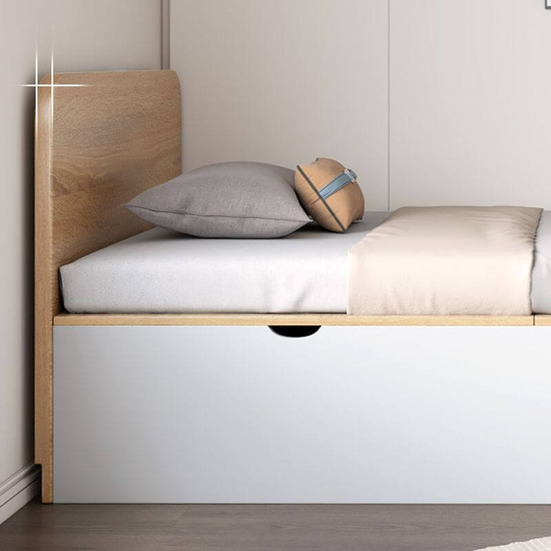 Modern White and Silver Gray Storage Bed with Integrated Drawers