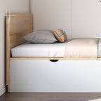 Modern White and Silver Gray Storage Bed with Integrated Drawers