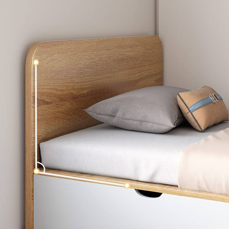 Modern White and Silver Gray Storage Bed with Integrated Drawers