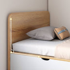 Modern White and Silver Gray Storage Bed with Integrated Drawers