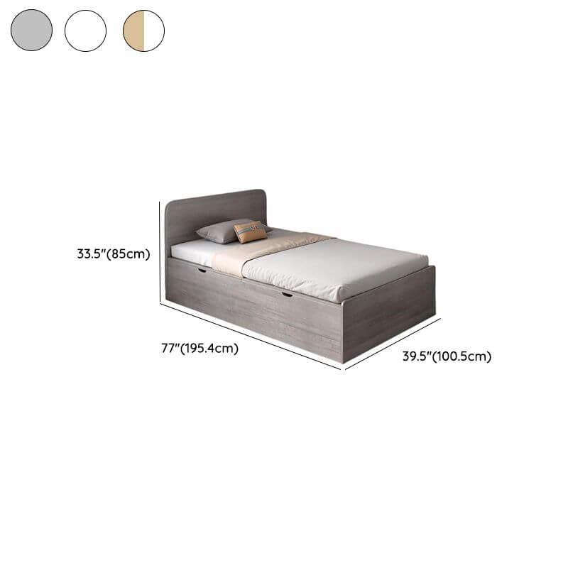 Modern White and Silver Gray Storage Bed with Integrated Drawers Dimensions