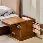 Modern White and Walnut Wood Drawer Storage Nightstand