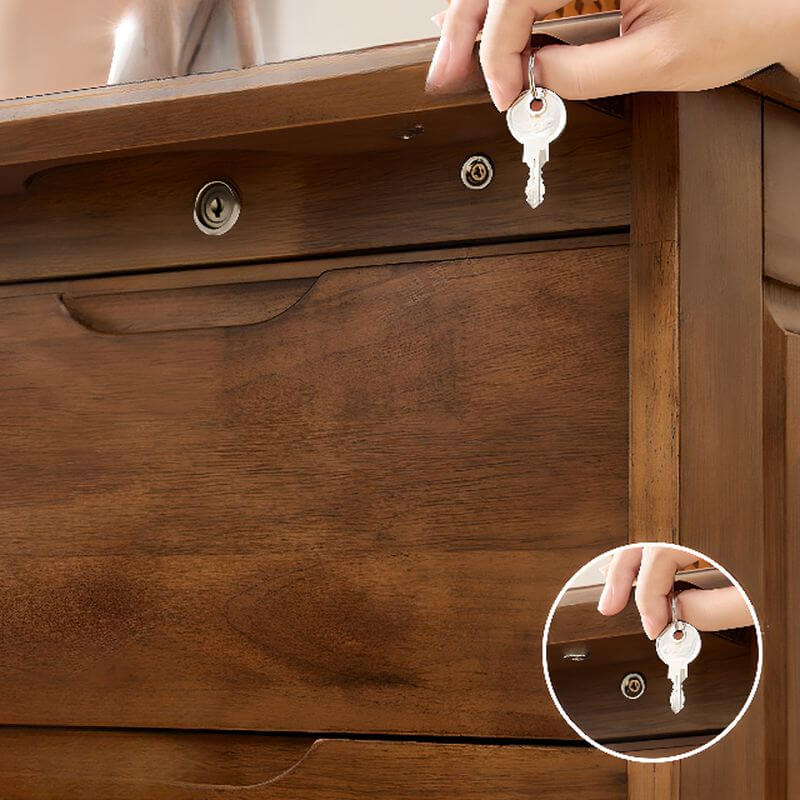 Modern White and Walnut Wood Drawer Storage Nightstand