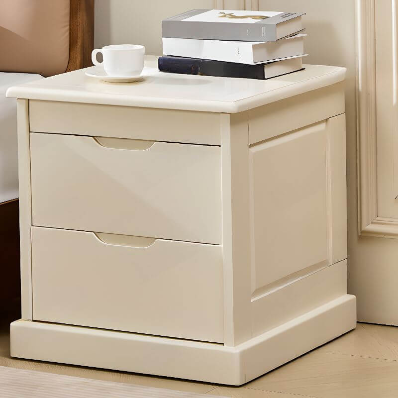 Modern White and Walnut Wood Drawer Storage Nightstand Main Product Image