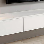 Modern White Floating TV Stand with Glass Doors and LED Lighting