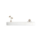 Modern White Floating TV Stand with Glass Doors and LED Lighting