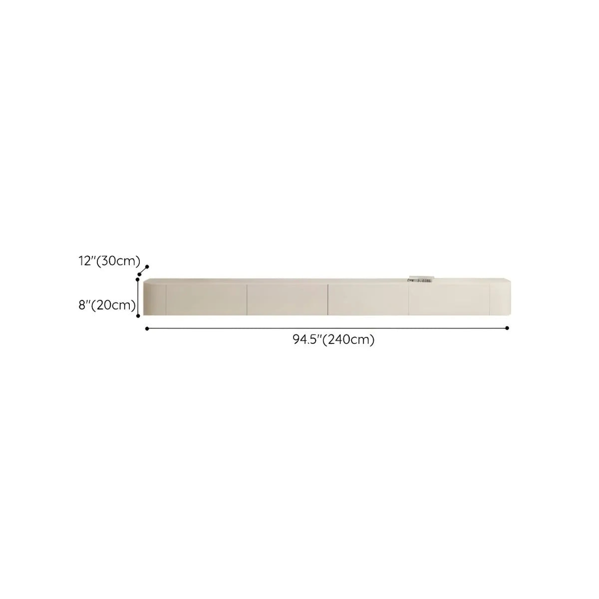 Modern White Floating TV Stand with Glass Doors and LED Lighting Dimensions