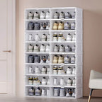 Modern White Foldable Plastic Shoe Storage Cabinet with Ventilated Tiers