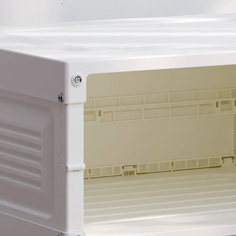 Modern White Foldable Plastic Shoe Storage Cabinet with Ventilated Tiers