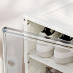 Modern White Foldable Plastic Shoe Storage Cabinet with Ventilated Tiers