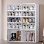 Modern White Foldable Plastic Shoe Storage Cabinet with Ventilated Tiers