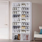 Modern White Foldable Plastic Shoe Storage Cabinet with Ventilated Tiers