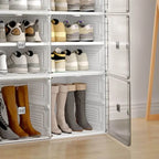 Modern White Foldable Plastic Shoe Storage Cabinet with Ventilated Tiers