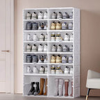 Modern White Foldable Plastic Shoe Storage Cabinet with Ventilated Tiers
