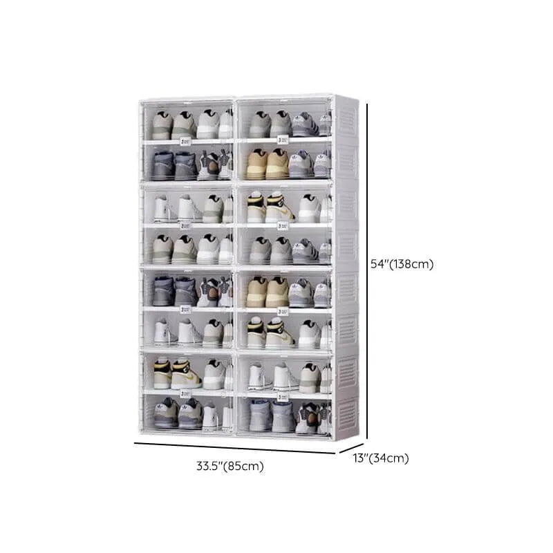 Modern White Foldable Plastic Shoe Storage Cabinet with Ventilated Tiers Dimensions