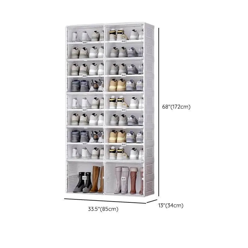 Modern White Foldable Plastic Shoe Storage Cabinet with Ventilated Tiers Dimensions