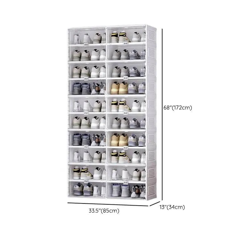 Modern White Foldable Plastic Shoe Storage Cabinet with Ventilated Tiers Dimensions