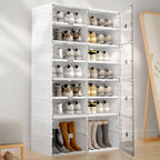 Modern White Foldable Plastic Shoe Storage Cabinet with Ventilated Tiers Main Product Image