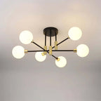 Modern White Glass 6-Light Semi-Flush Mount Ceiling Light