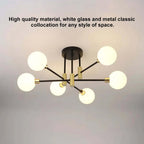Modern White Glass 6-Light Semi-Flush Mount Ceiling Light