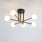 Modern White Glass 6-Light Semi-Flush Mount Ceiling Light