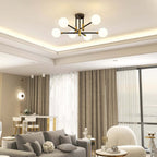 Modern White Glass 6-Light Semi-Flush Mount Ceiling Light