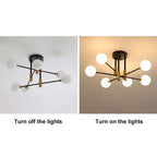 Modern White Glass 6-Light Semi-Flush Mount Ceiling Light