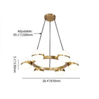Modern White Glass Globe Chandelier with Brass Frame and Adjustable Cable Dimensions
