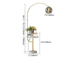 Modern White & Gold Arc Floor Lamp with Tray Table and USB Port Dimensions
