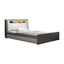 Modern White/Gray Storage Bed with Built-In Lighting and Drawers