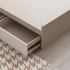 Modern White/Gray Storage Bed with Built-In Lighting and Drawers