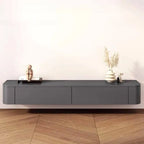 Modern White & Grey Wood Floating TV Stand with Drawers
