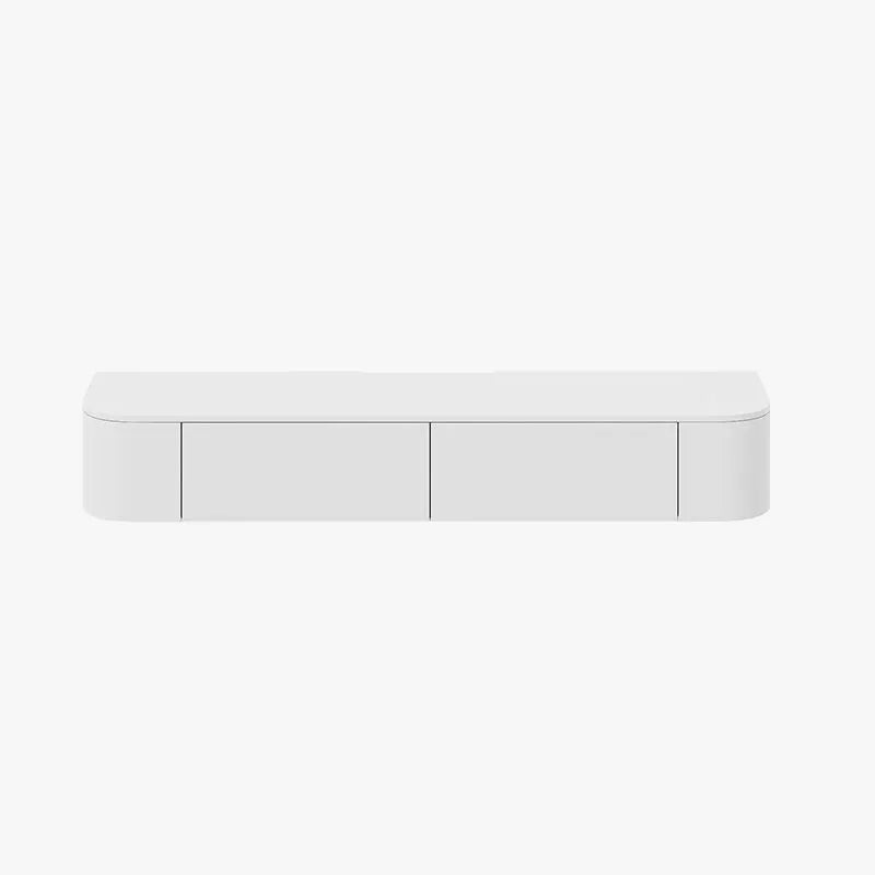 Modern White & Grey Wood Floating TV Stand with Drawers