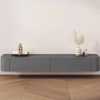 Modern White & Grey Wood Floating TV Stand with Drawers