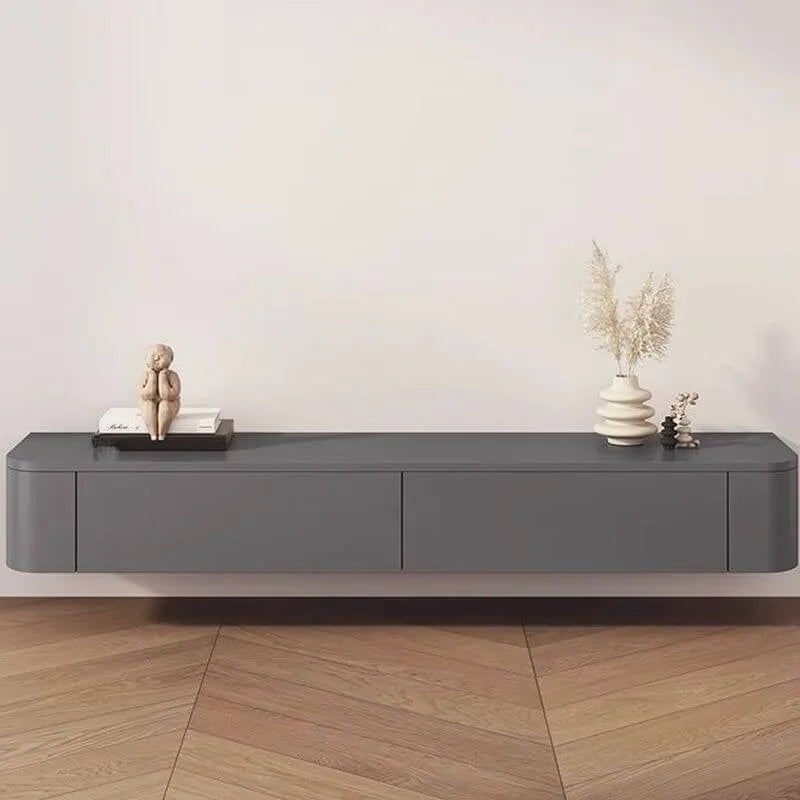 Modern White & Grey Wood Floating TV Stand with Drawers