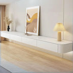 Modern White & Grey Wood Floating TV Stand with Drawers