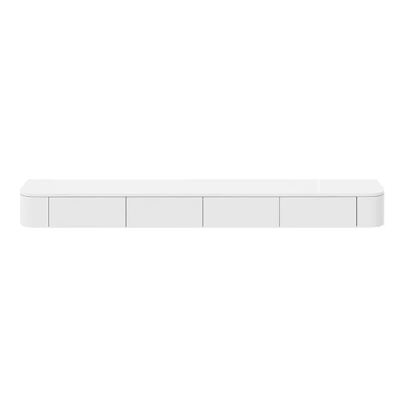 Modern White & Grey Wood Floating TV Stand with Drawers