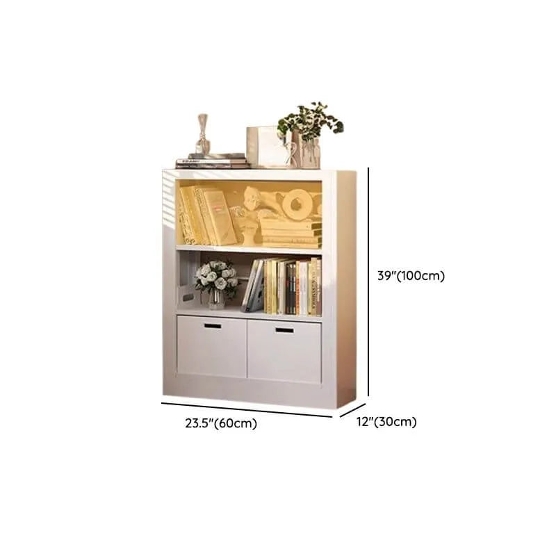 Modern White Metal Bookcase with Adjustable Shelves Dimensions