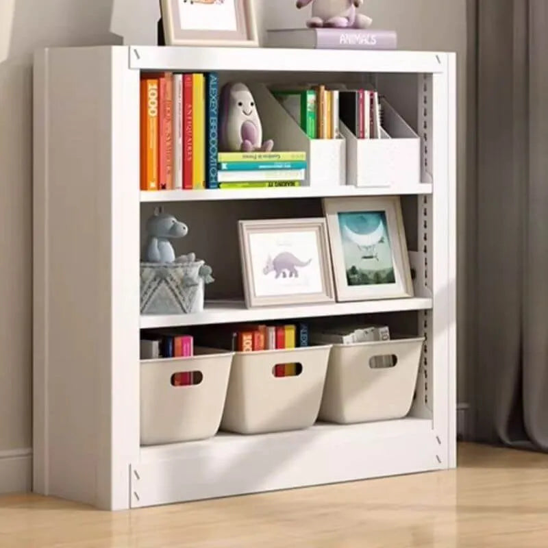 Modern White Metal Bookcase with Adjustable Shelves Main Product Image Imagen principal del producto