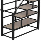 Modern White Metal Loft Bed with Stairs and Storage