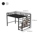 Modern White Metal Loft Bed with Stairs and Storage Dimensions