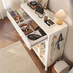Modern White Metal Shoe Storage Cabinet with Adjustable Shelves & LED Accent