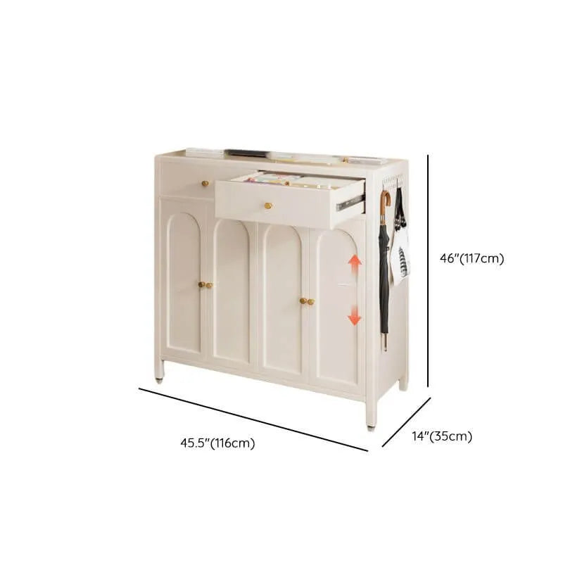 Modern White Metal Shoe Storage Cabinet with Adjustable Shelves & LED Accent Dimensions