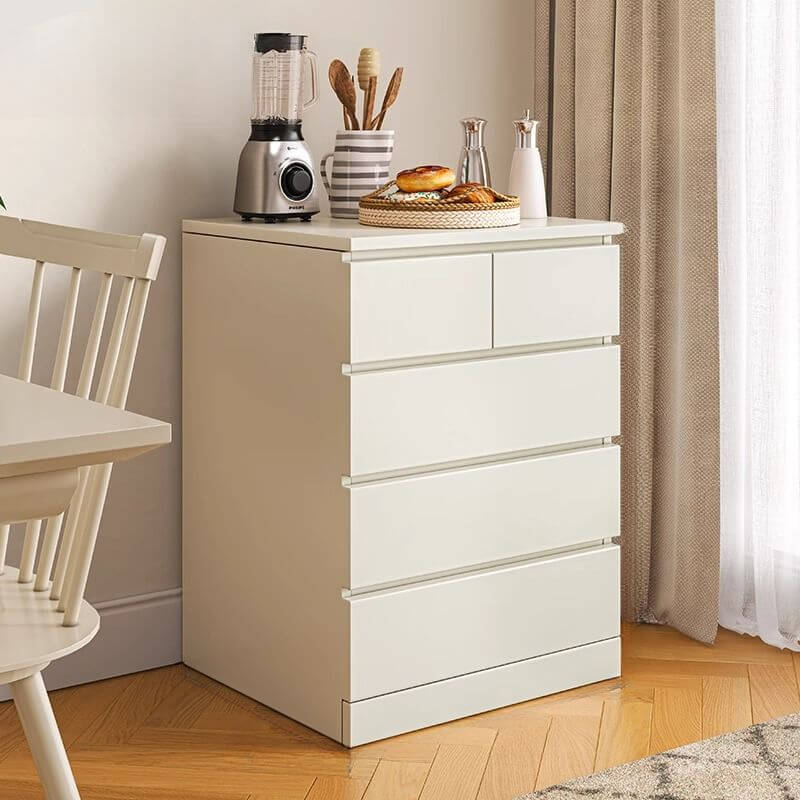 Modern White Metal Sideboard with Hidden-Handle Drawers Main Product Image Main image