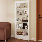 Modern White Metal Vertical Bookshelf with Open Back & Adjustable Shelves