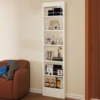 Modern White Metal Vertical Bookshelf with Open Back & Adjustable Shelves