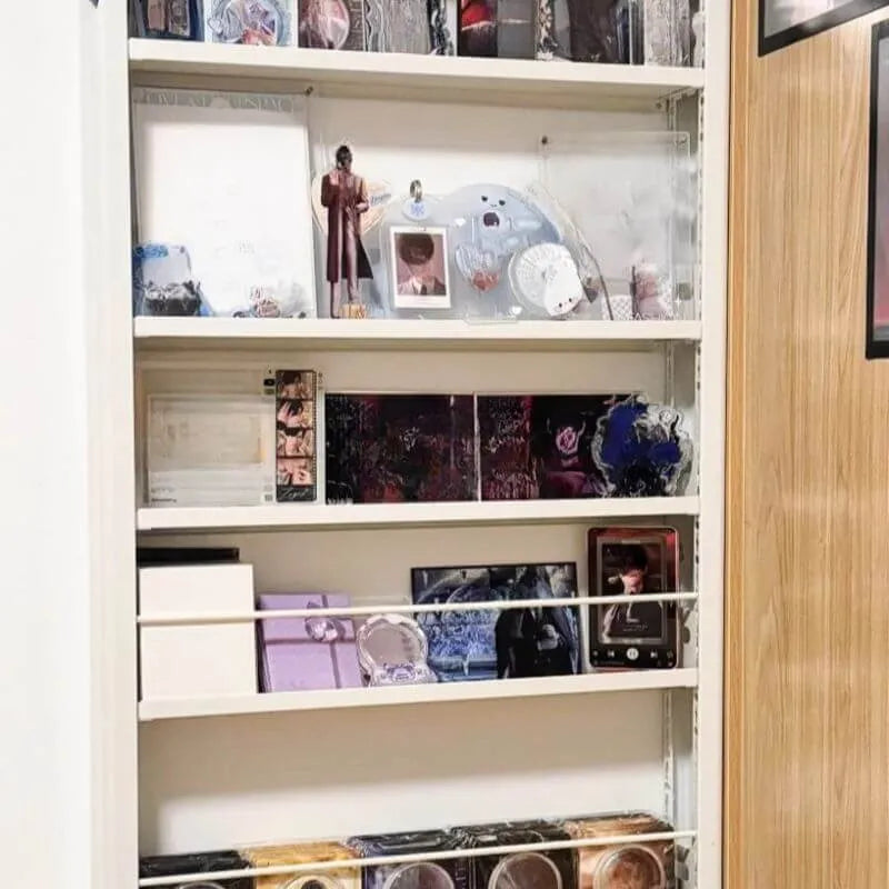 Modern White Metal Vertical Bookshelf with Open Back & Adjustable Shelves